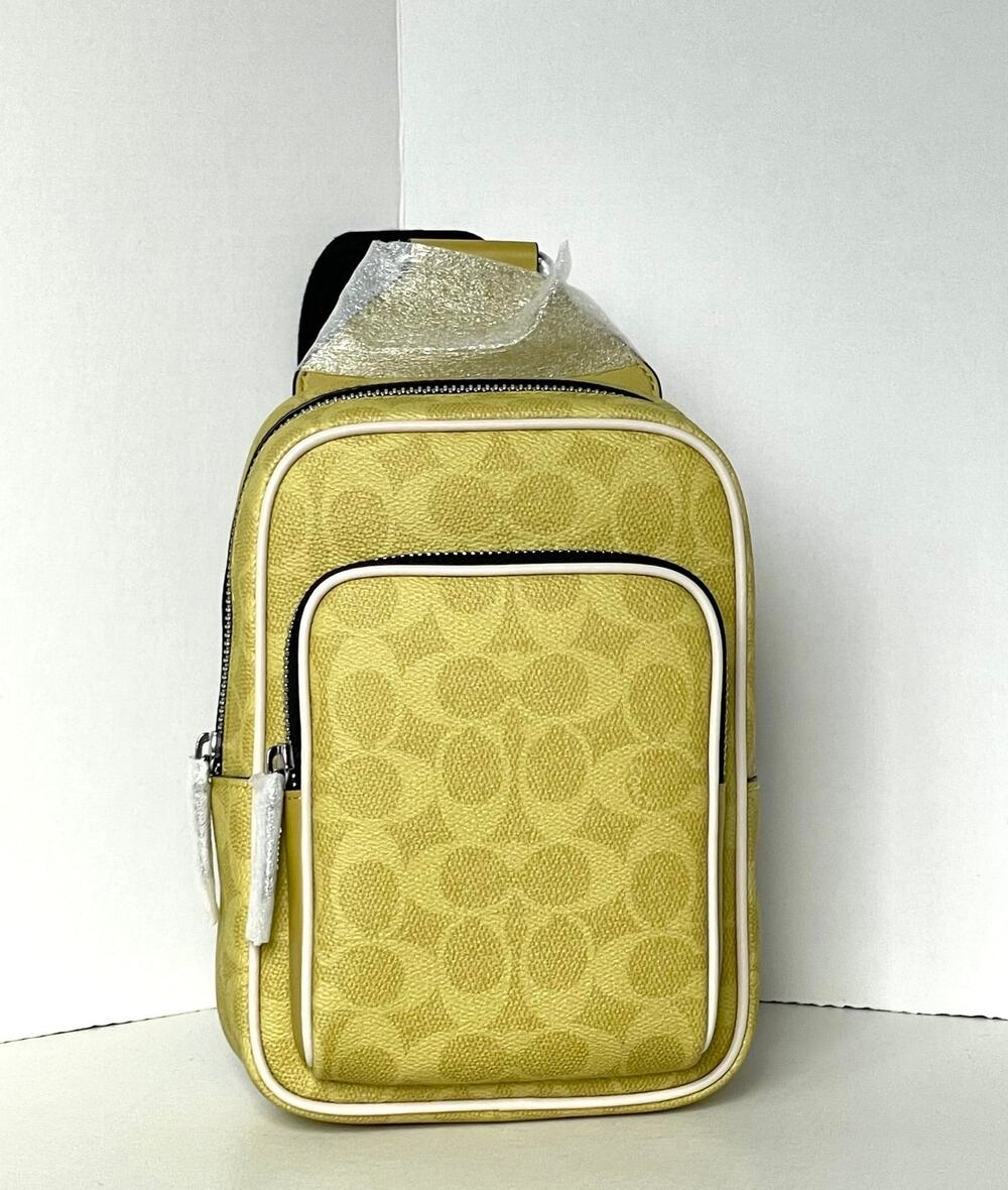 Coach Racer CET96 Light Citron Signature Canvas Sling Pack